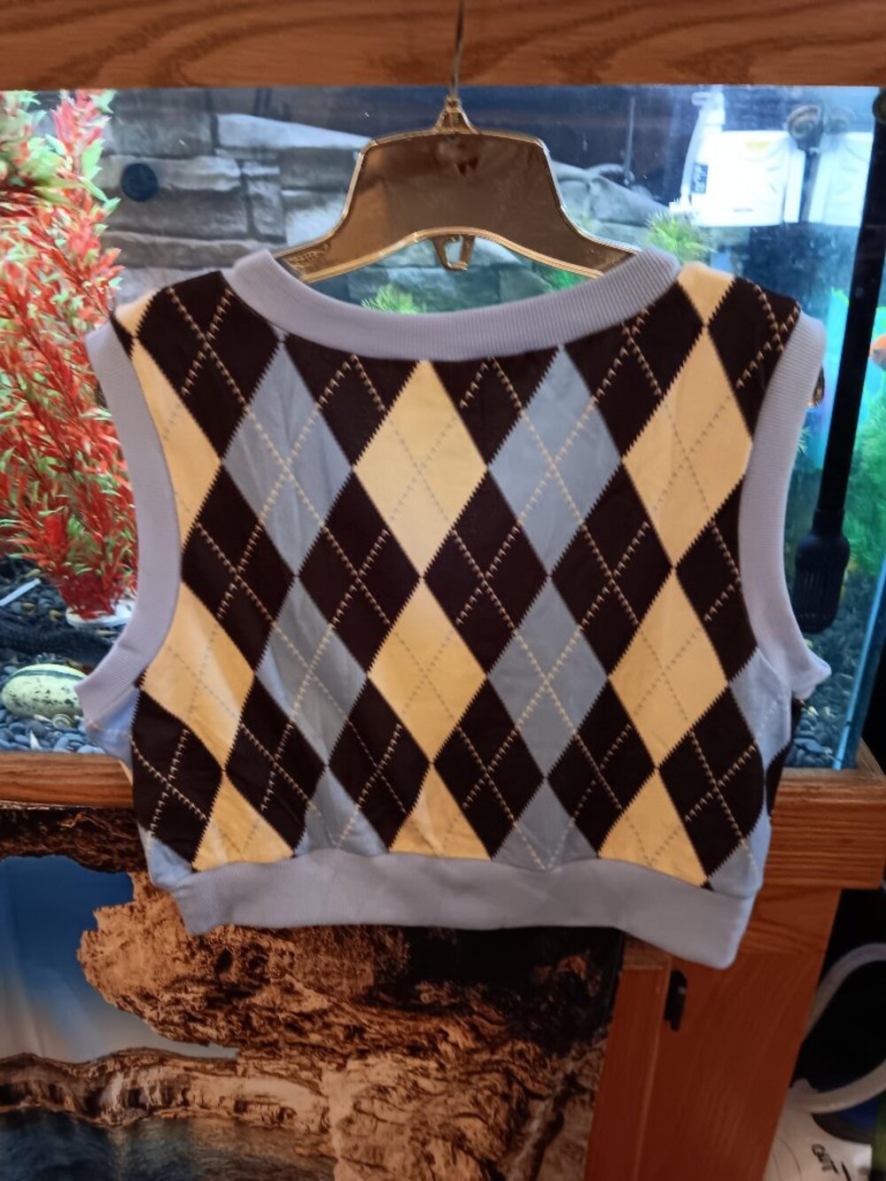 Shein Xl Women's Argyle V-Neck Sleeveless Vest Nwot Sexy! Rare! View 2